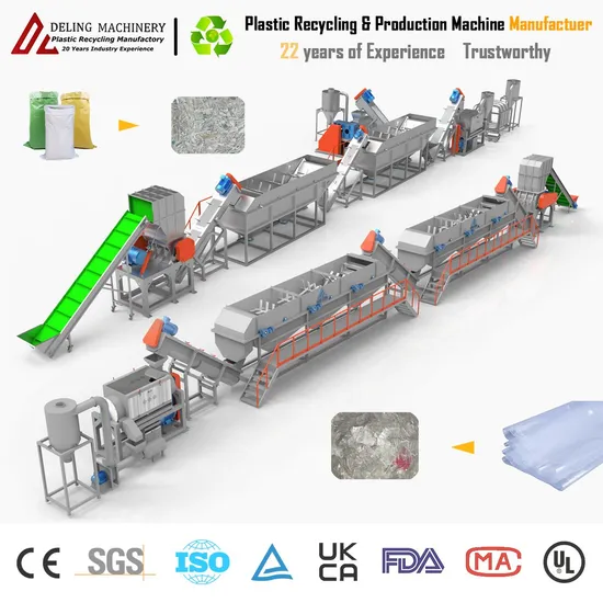 300~3000kgh High-Efficiency Recycled Pet Bottle PP PE Film Crushing Washing Recycling Pelletizing Line for Eco-Conscious Businesses with Granulation Machine